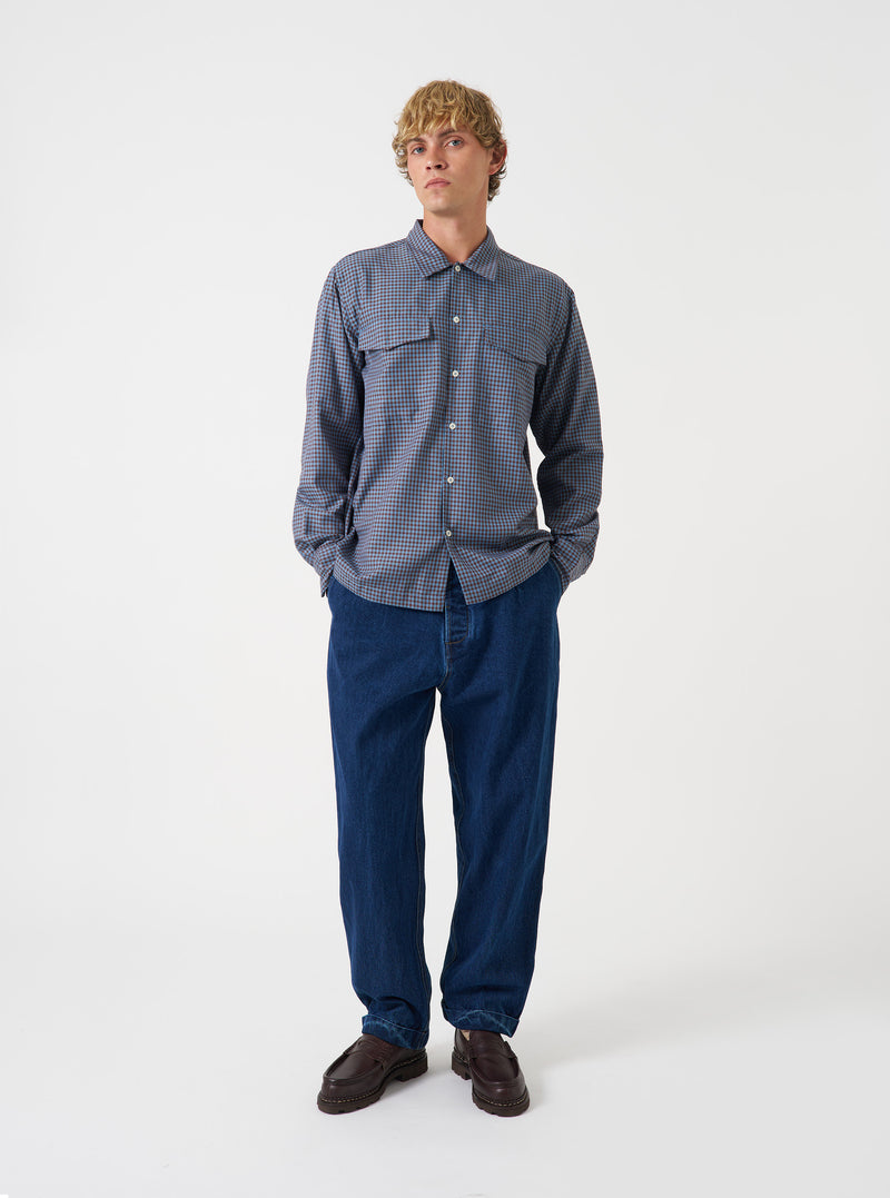 Blue/Brown Parker Check Attendant Shirt