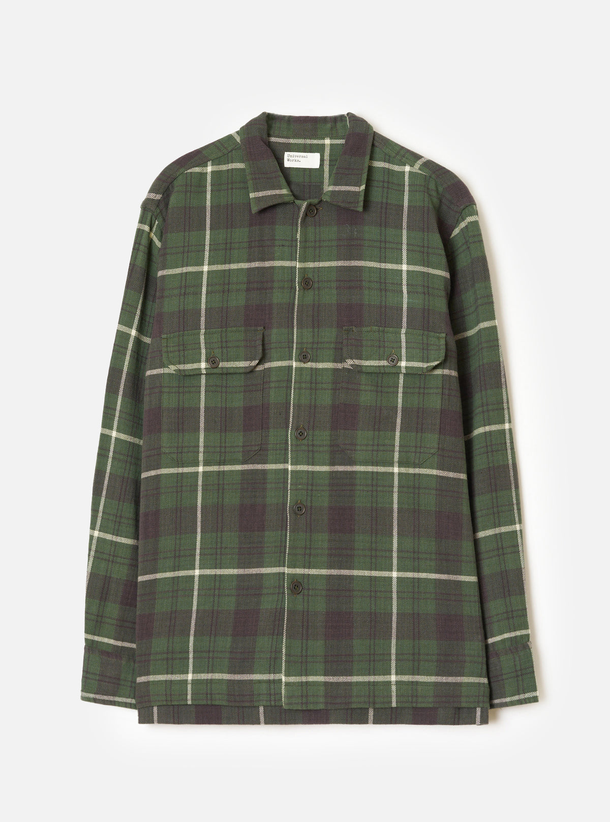Olive Washed Check L/S Utility Shirt