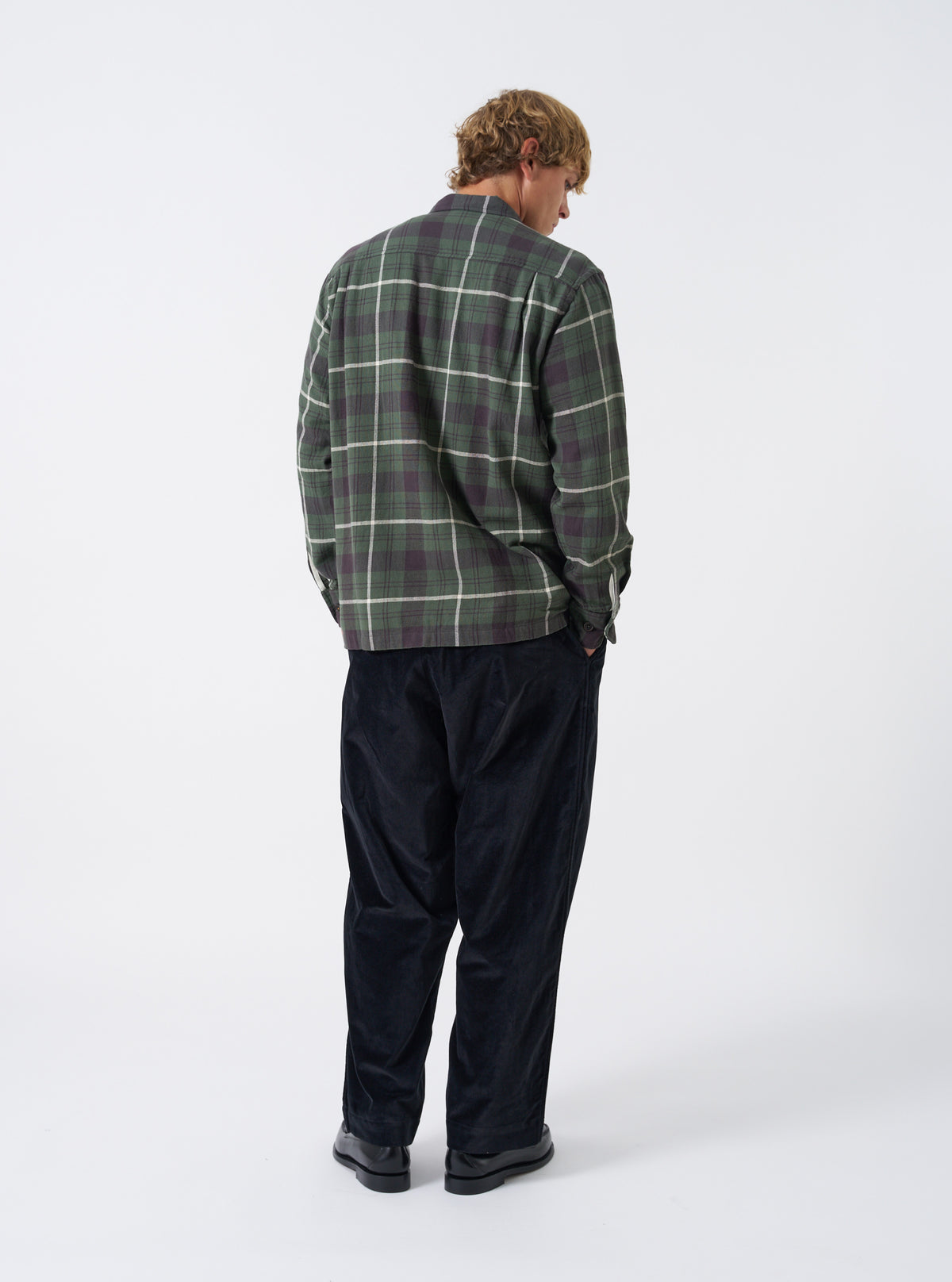 Olive Washed Check L/S Utility Shirt