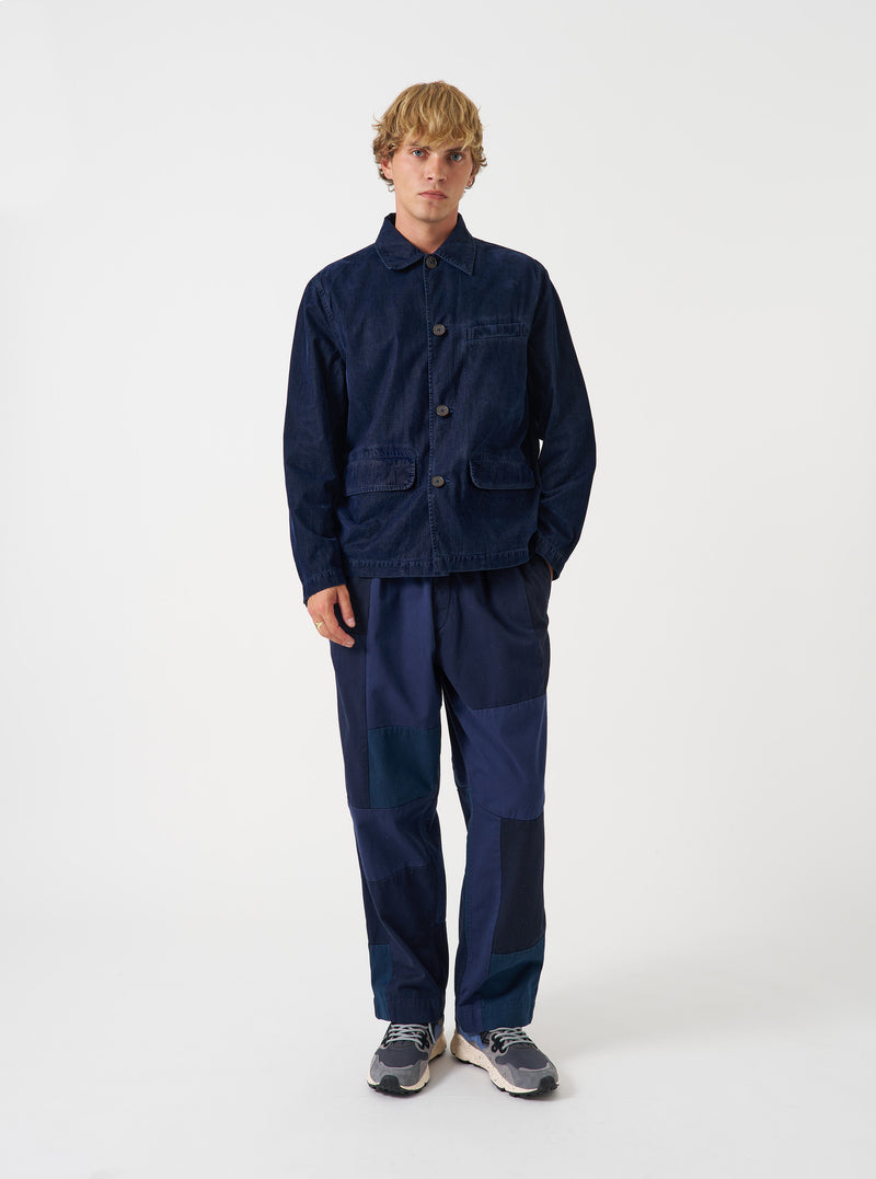 Navy Flock Chambray Warmus Jacket