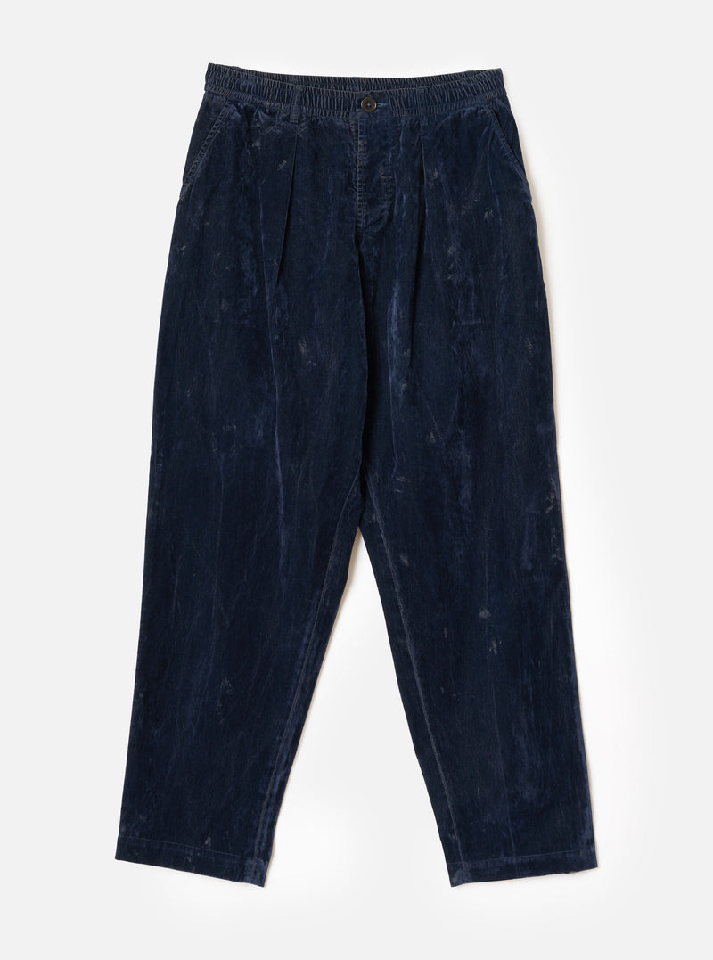 Navy Flock Chambray Pleated Track Pant