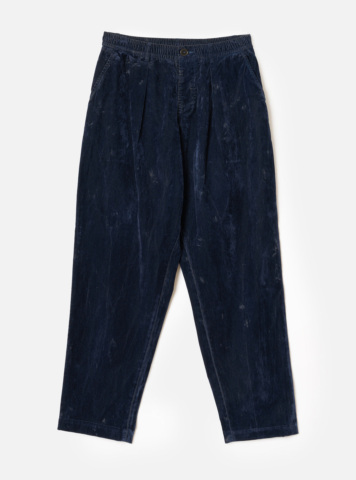 Navy Flock Chambray Pleated Track Pant