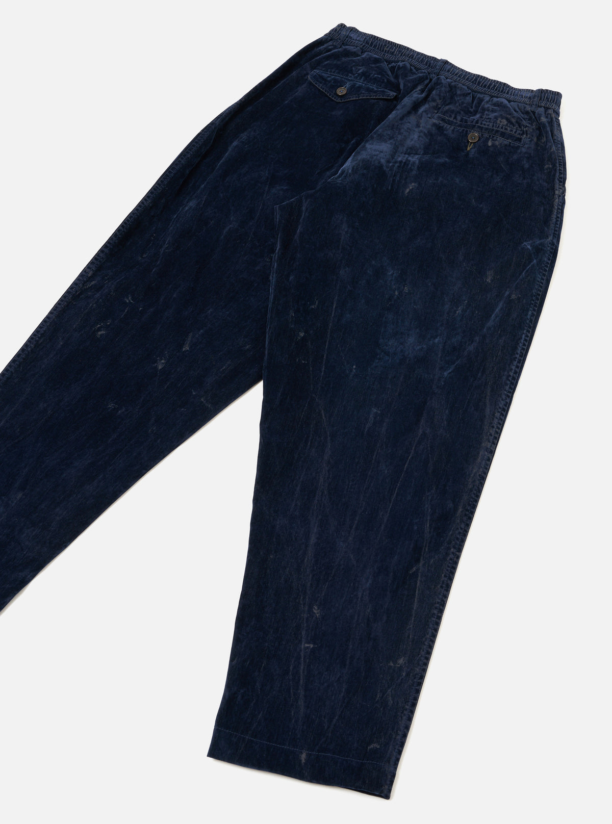Navy Flock Chambray Pleated Track Pant