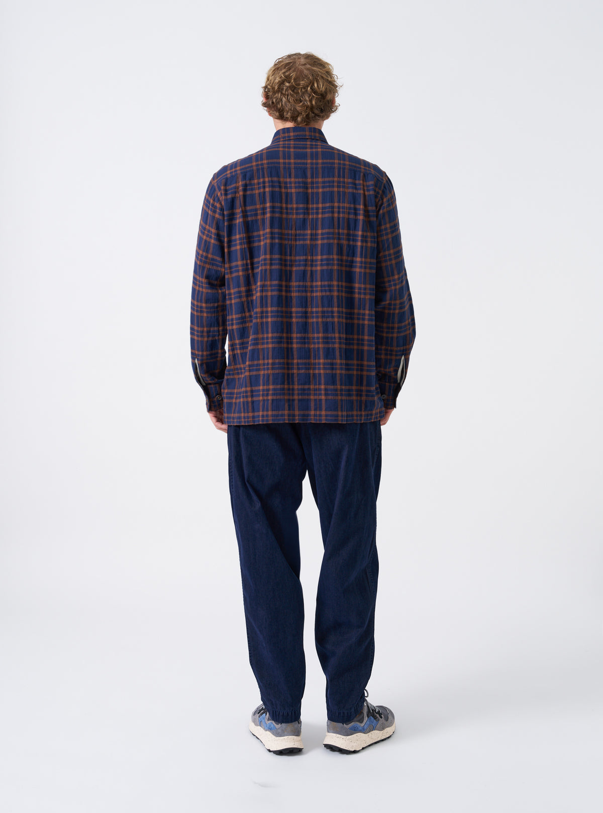 Navy Flock Chambray Pleated Track Pant