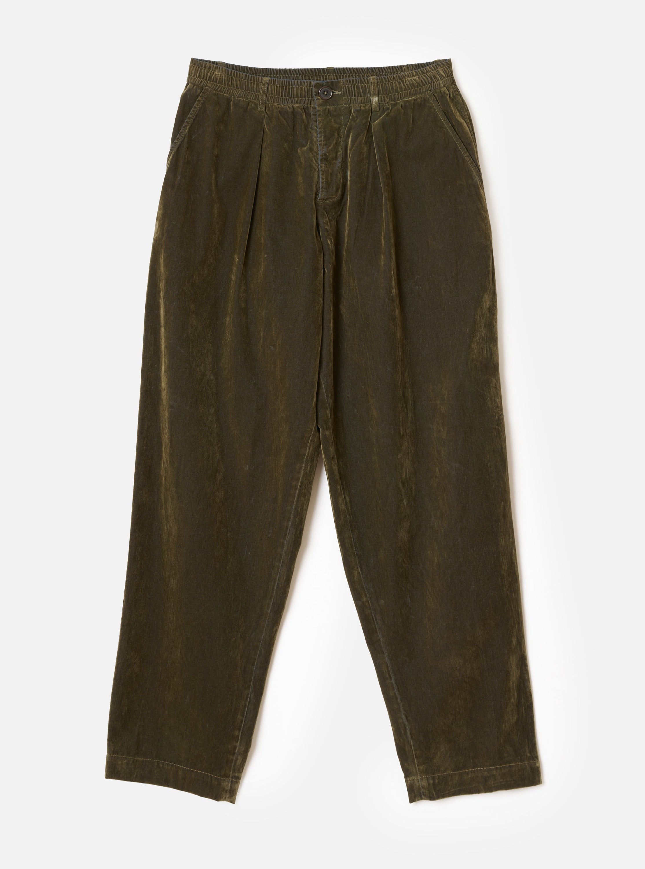 Men's Olive Flock Chambray Pleated Track Pant – Universal Works