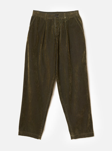 Men's Olive Flock Chambray Pleated Track Pant – Universal Works
