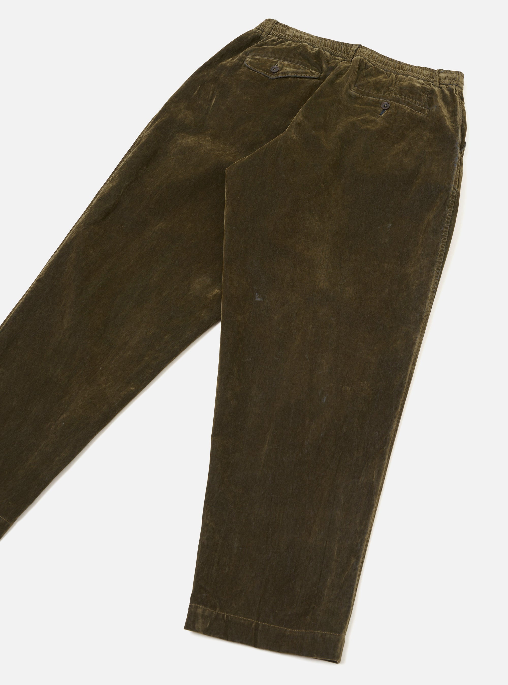 Olive Flock Chambray Pleated Track Pant