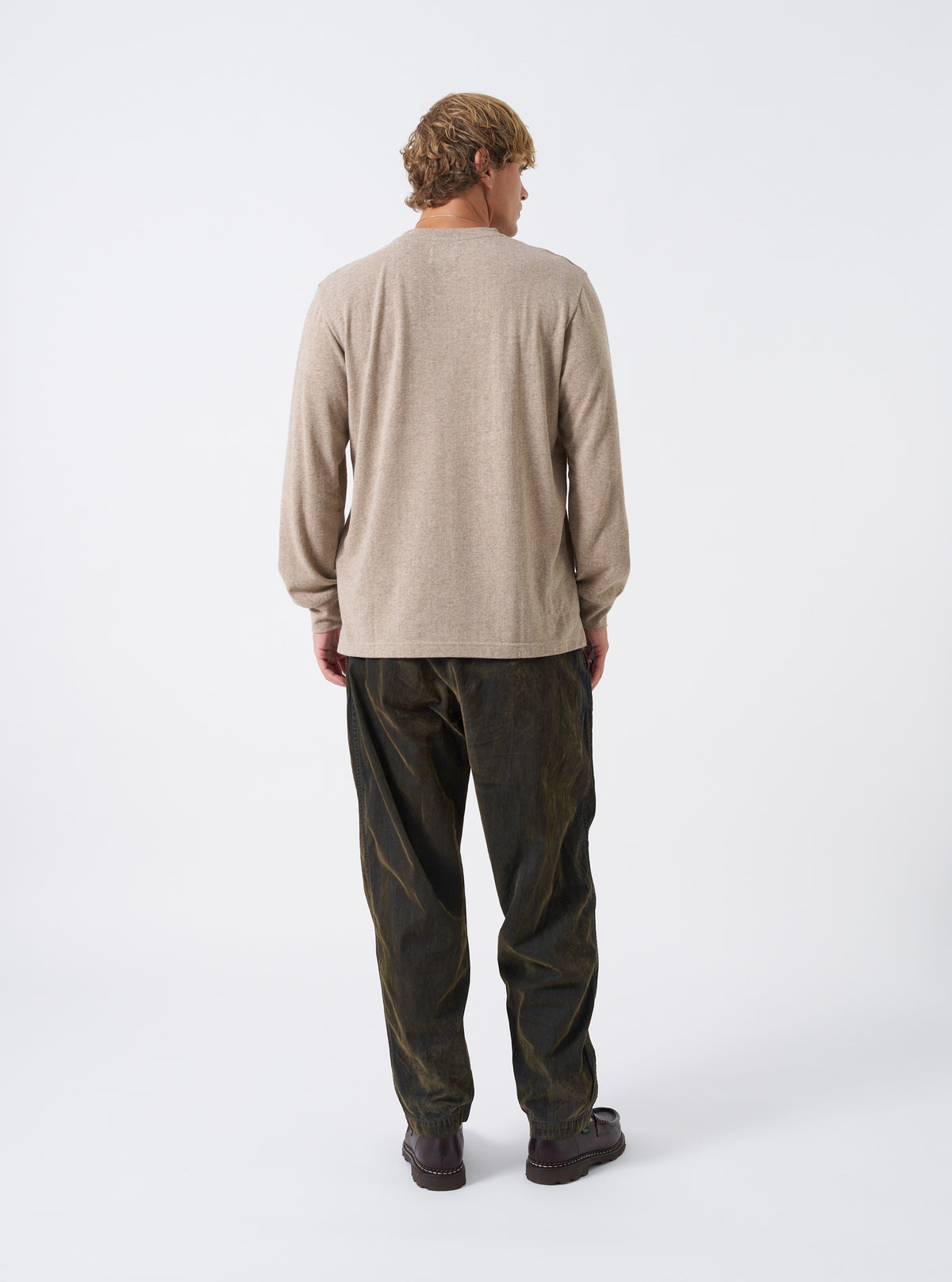 Olive Flock Chambray Pleated Track Pant