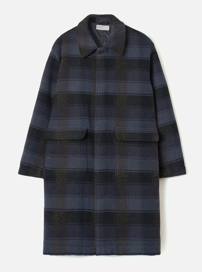 Navy/Brown Berlin Wool Check Account Coat