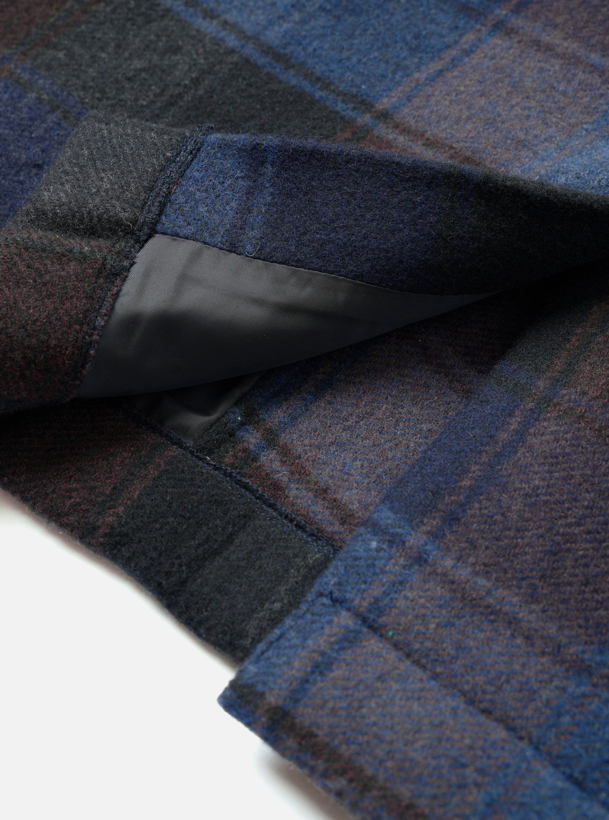 Navy/Brown Berlin Wool Check Account Coat