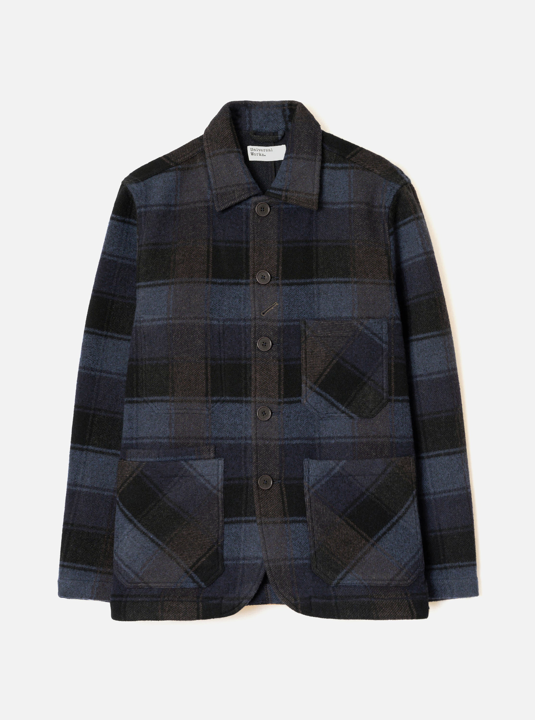 Men's Navy/Brown Berlin Wool Check OG Bakers Jacket – Universal Works