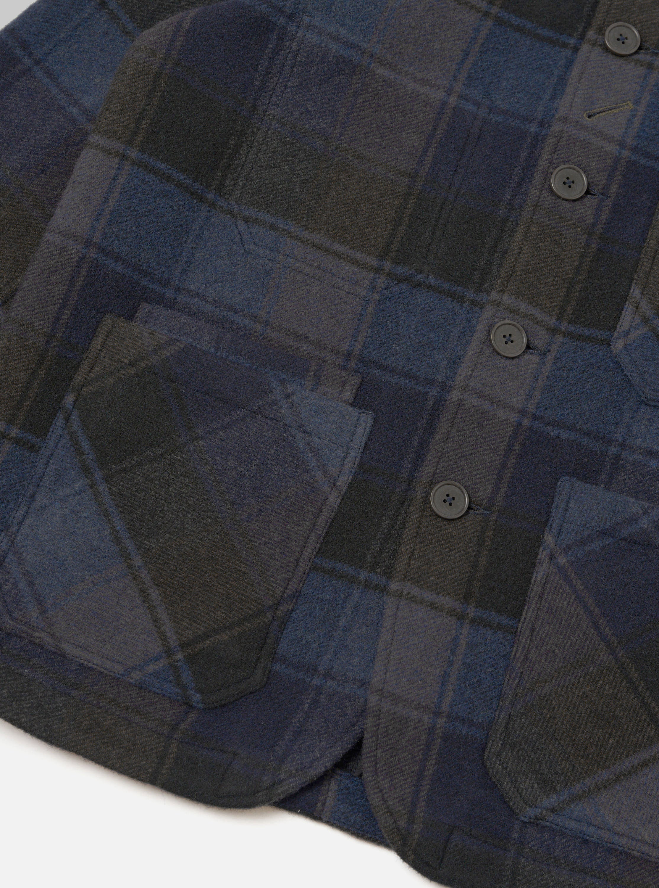 Men's Navy/Brown Berlin Wool Check OG Bakers Jacket – Universal Works