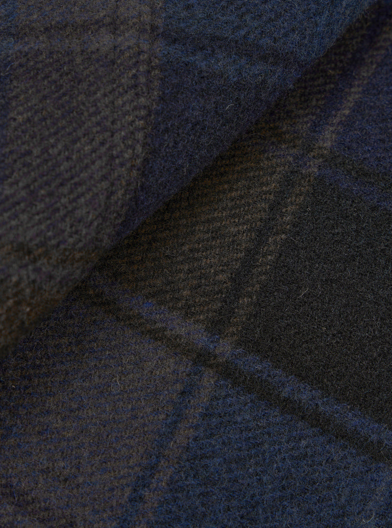 Navy/Brown Berlin Wool Check OG Bakers Chore Jacket