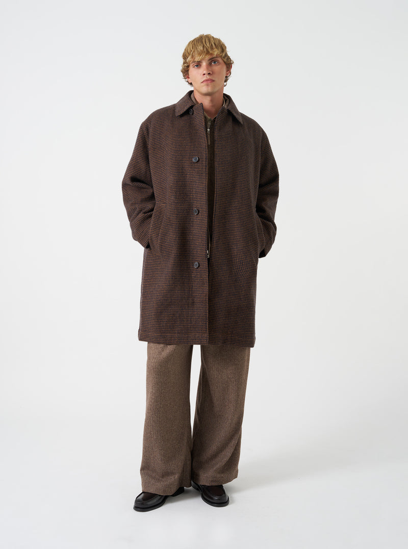 Navy/Brown Wool Tweed Mix Stan Coat