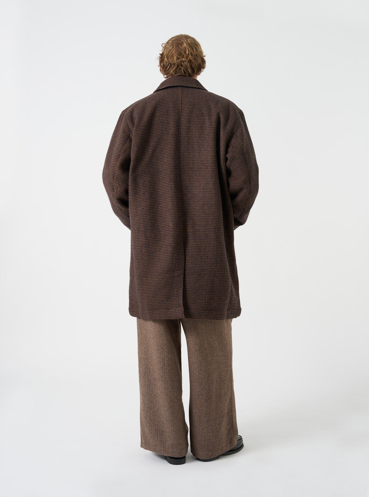 Navy/Brown Wool Tweed Mix Stan Coat