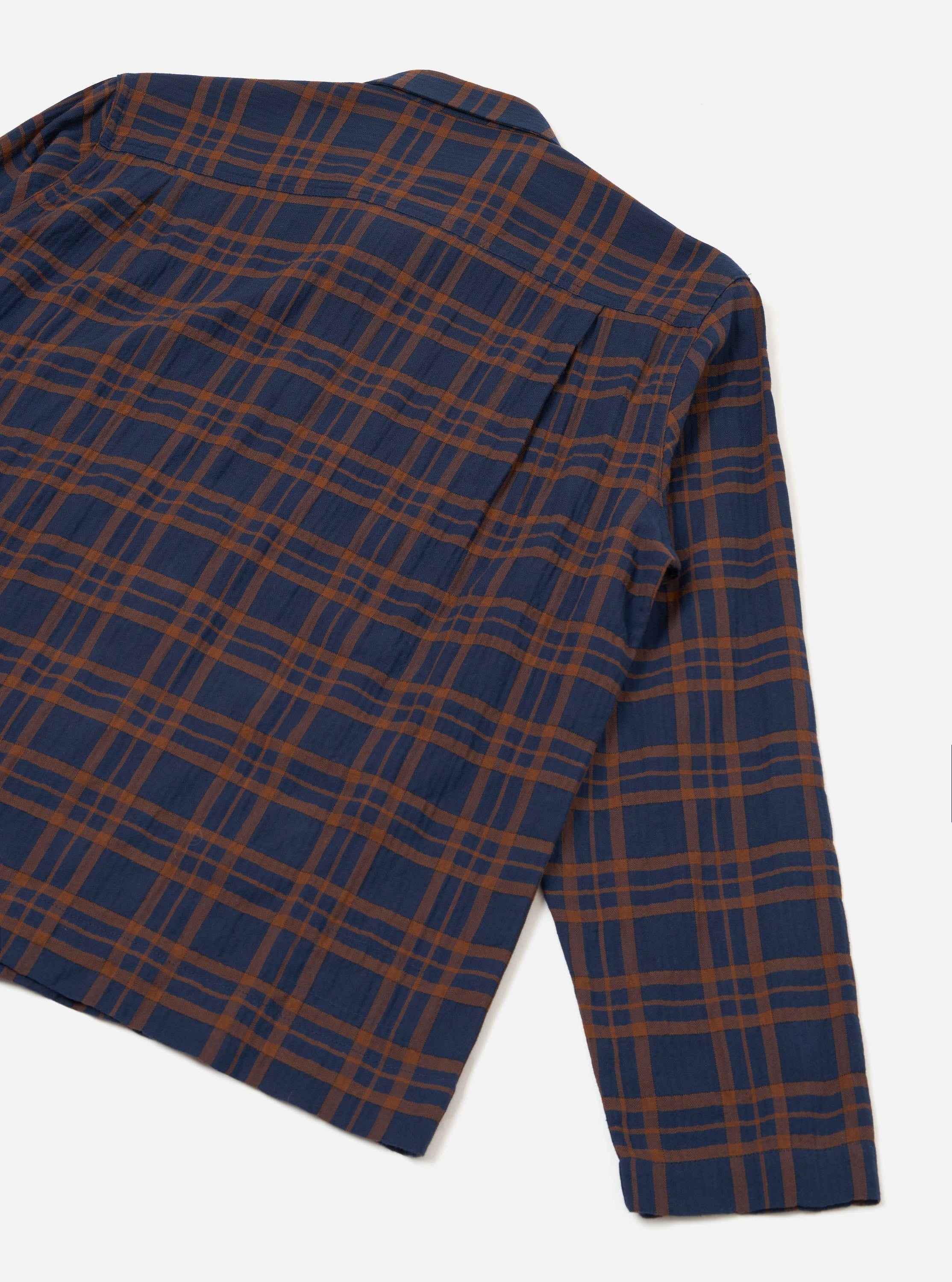 Men's Navy/Brown Young Check Zip Shirt – Universal Works