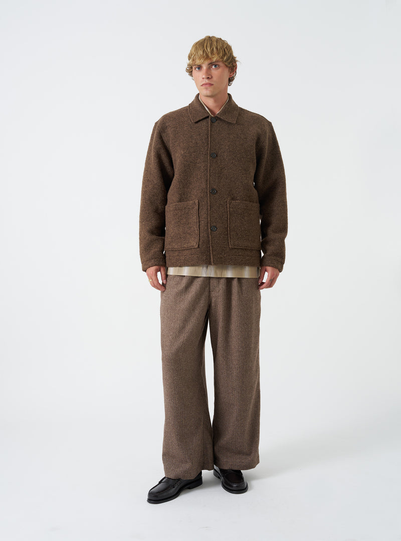 Brown Wool Herringbone Gillespie Pant