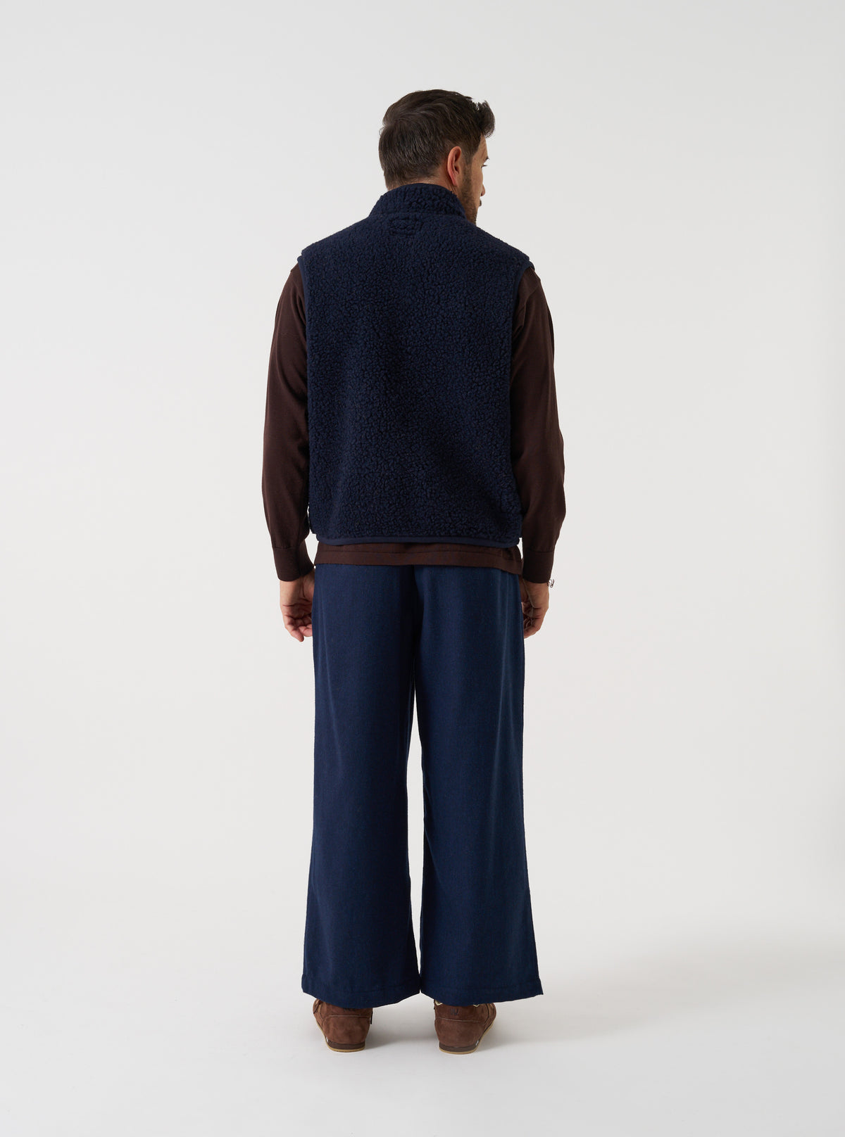 Navy Wool Herringbone Gillespie Pant