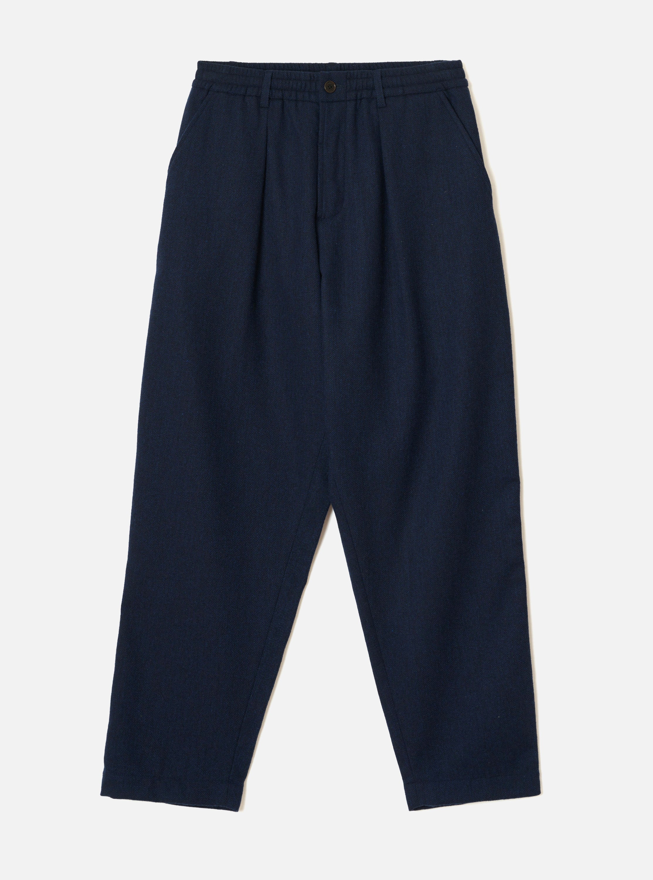 DOUBLE PLEATED WOOL TROUSERS TYPE-2 ネイビー Men's Pleated & Double Pleated Trousers | Universal Works