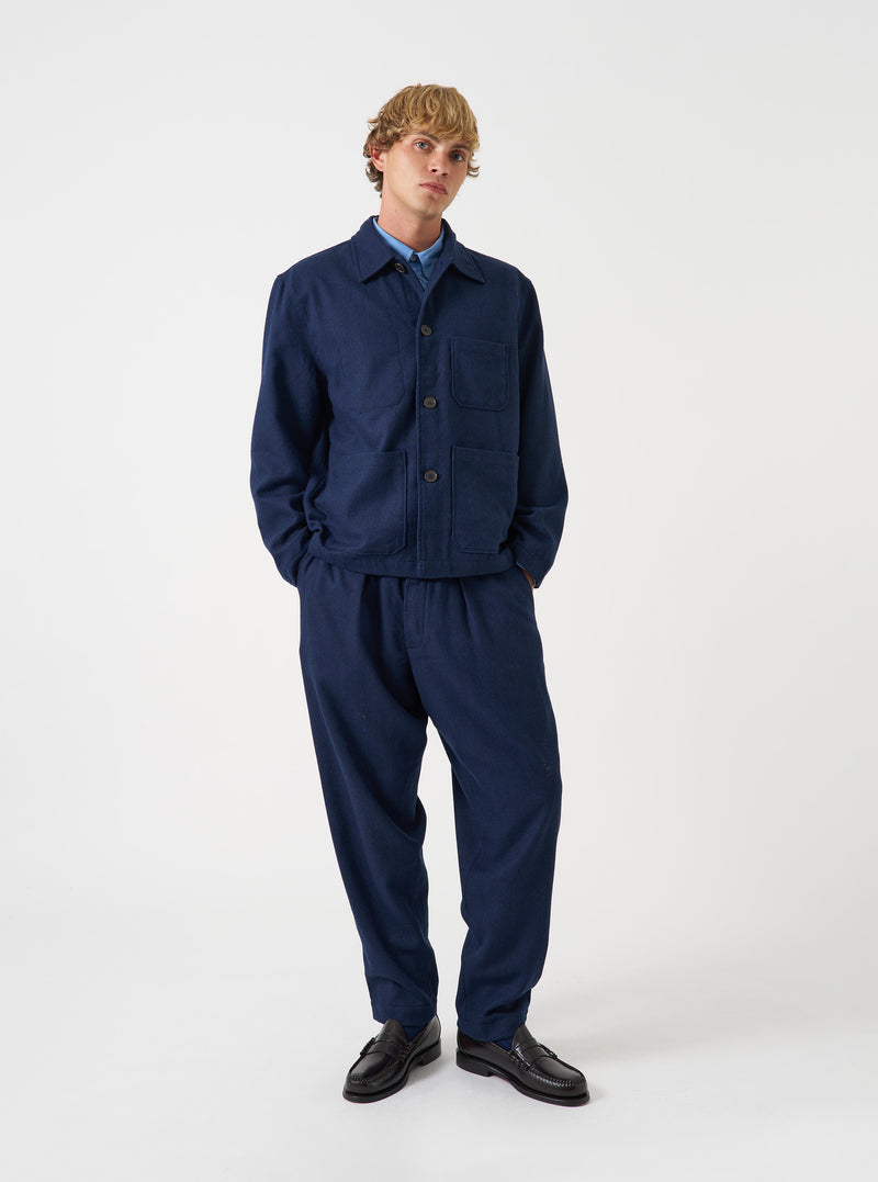 Navy Wool Herringbone Ives Jacket