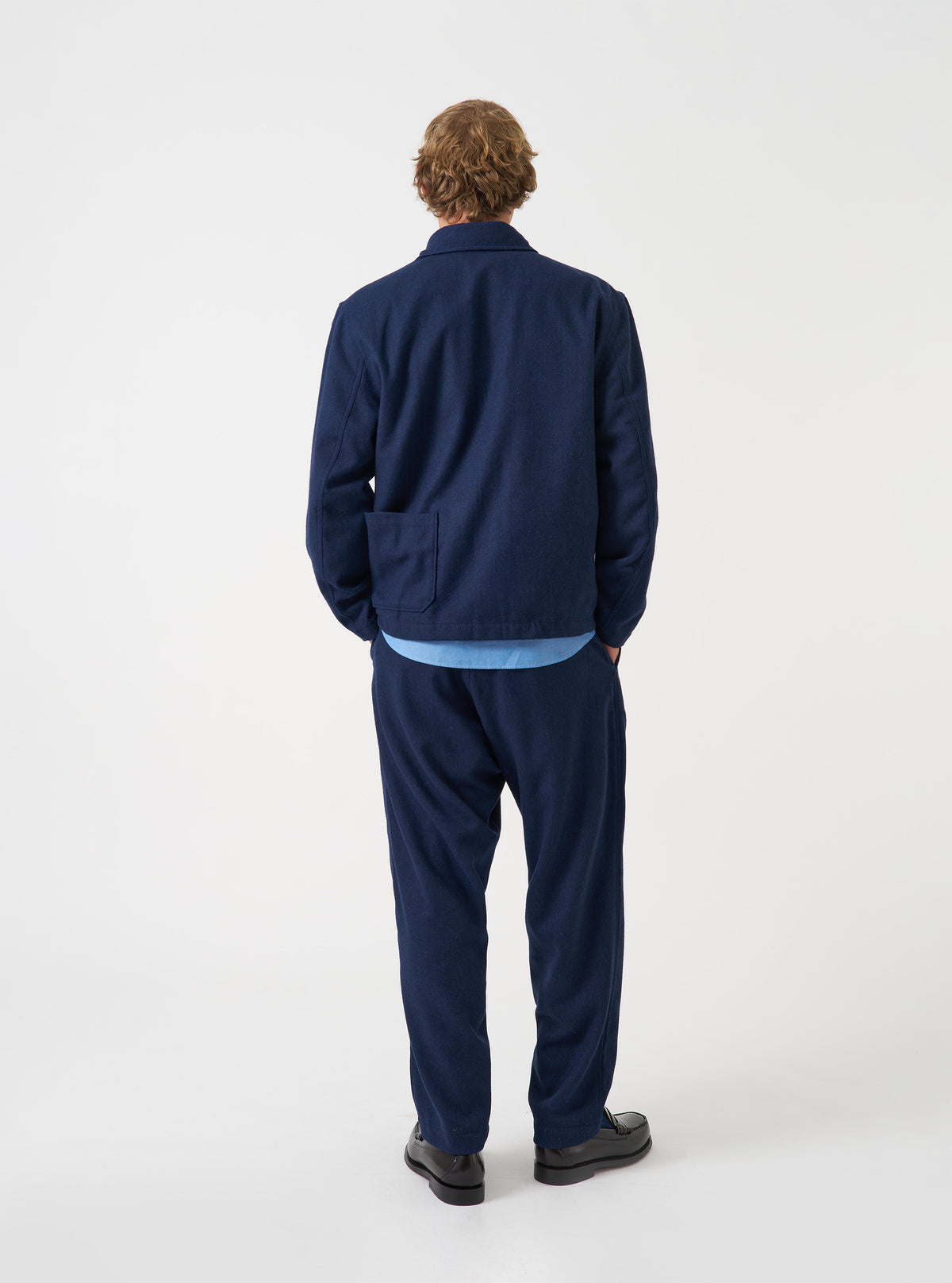 Navy Wool Herringbone Ives Jacket