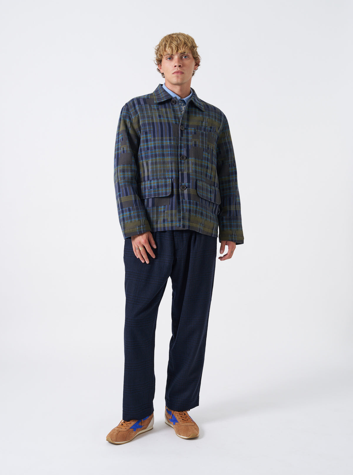 Olive Shadows Check Franck Jacket