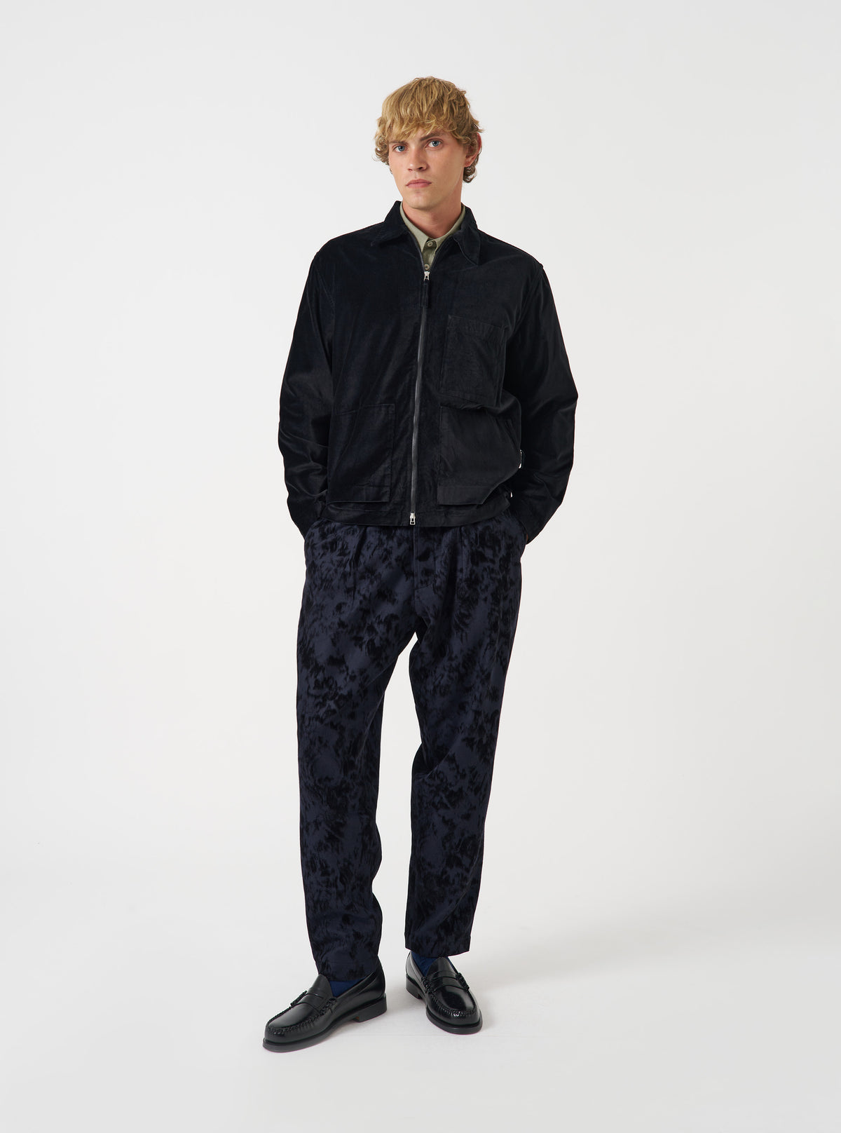 Black CPH Velvet Zip OS Shirt