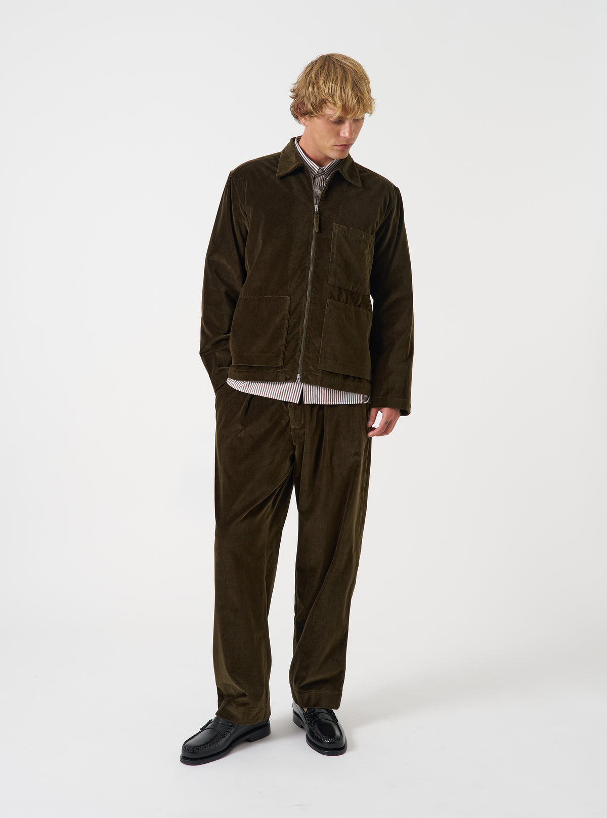 Olive CPH Velvet Zip OS Shirt