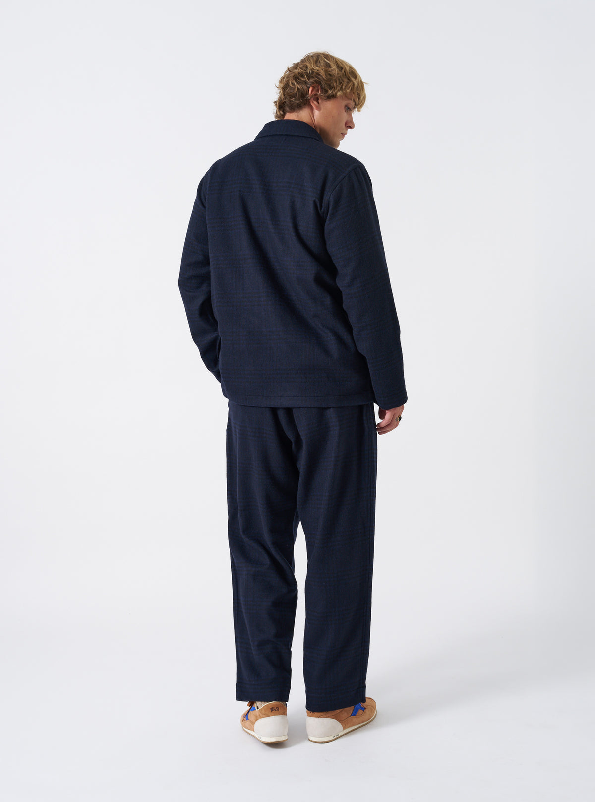 Navy Bob Wool Mix Oxford Pant
