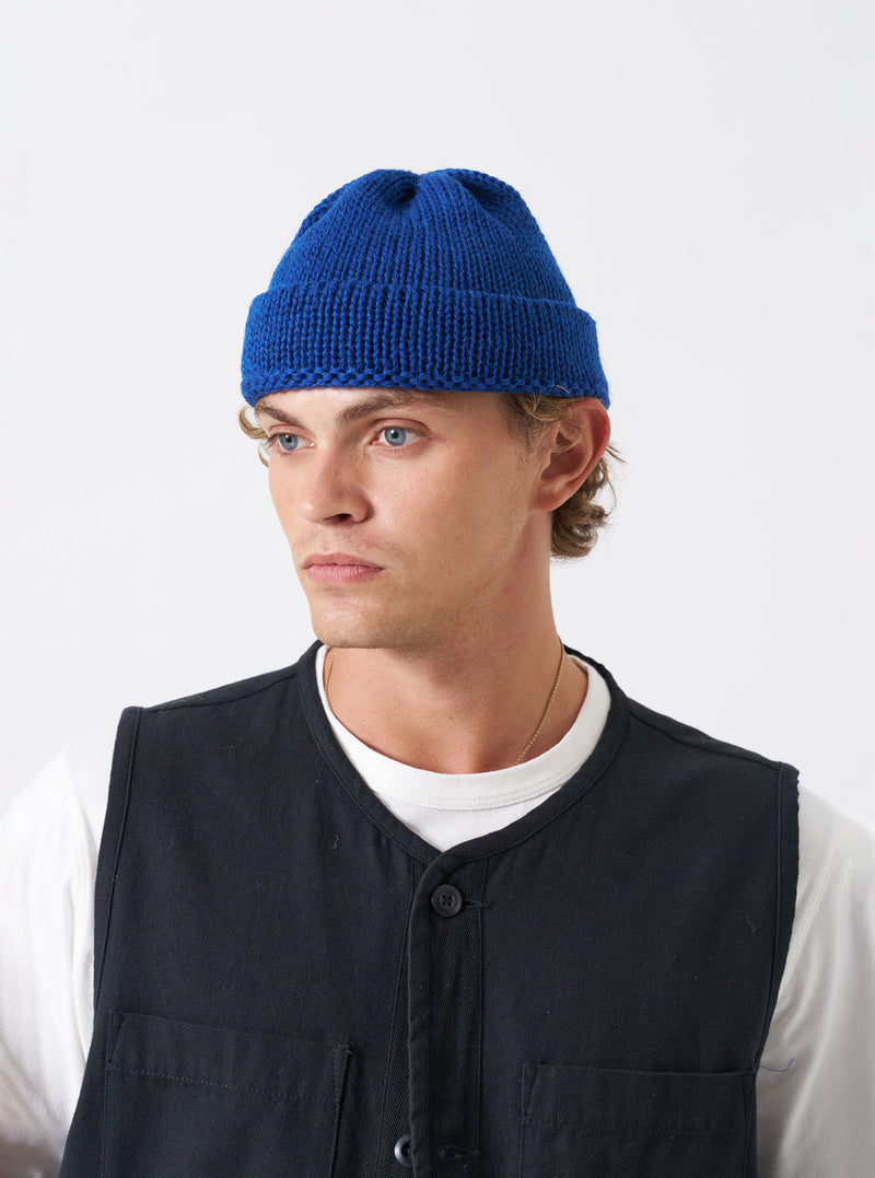 Bright Navy British Wool Short Watch Cap