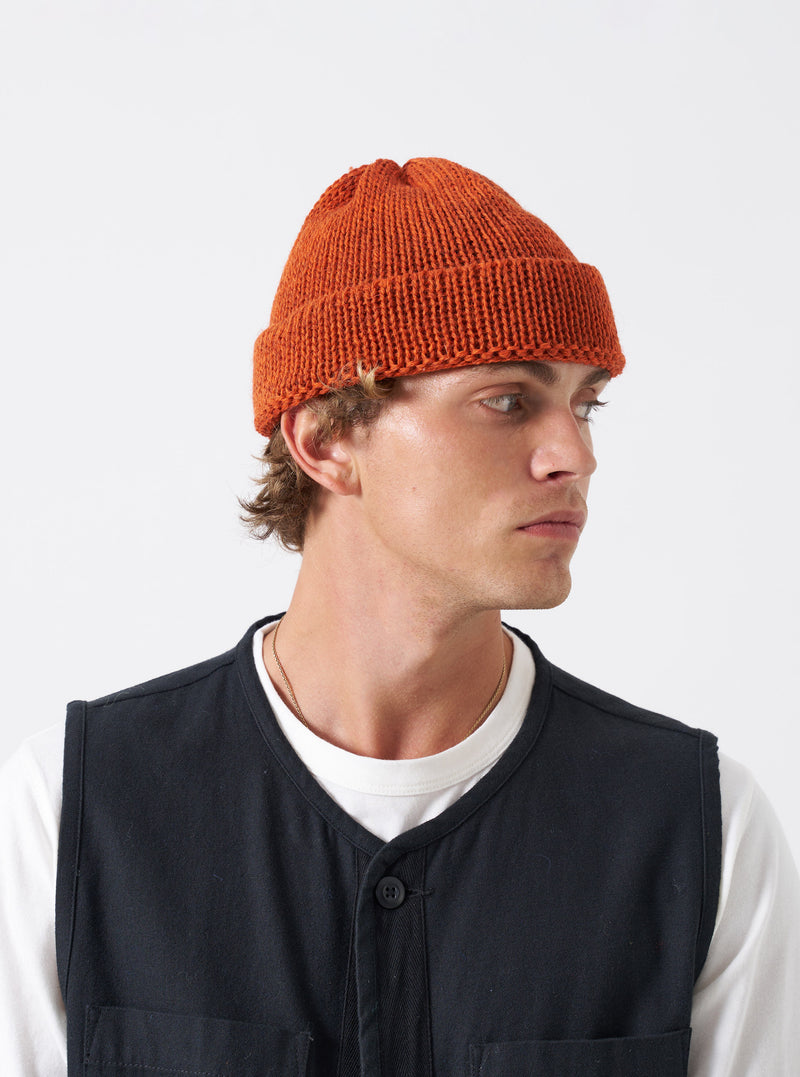 Orange British Wool Short Watch Cap