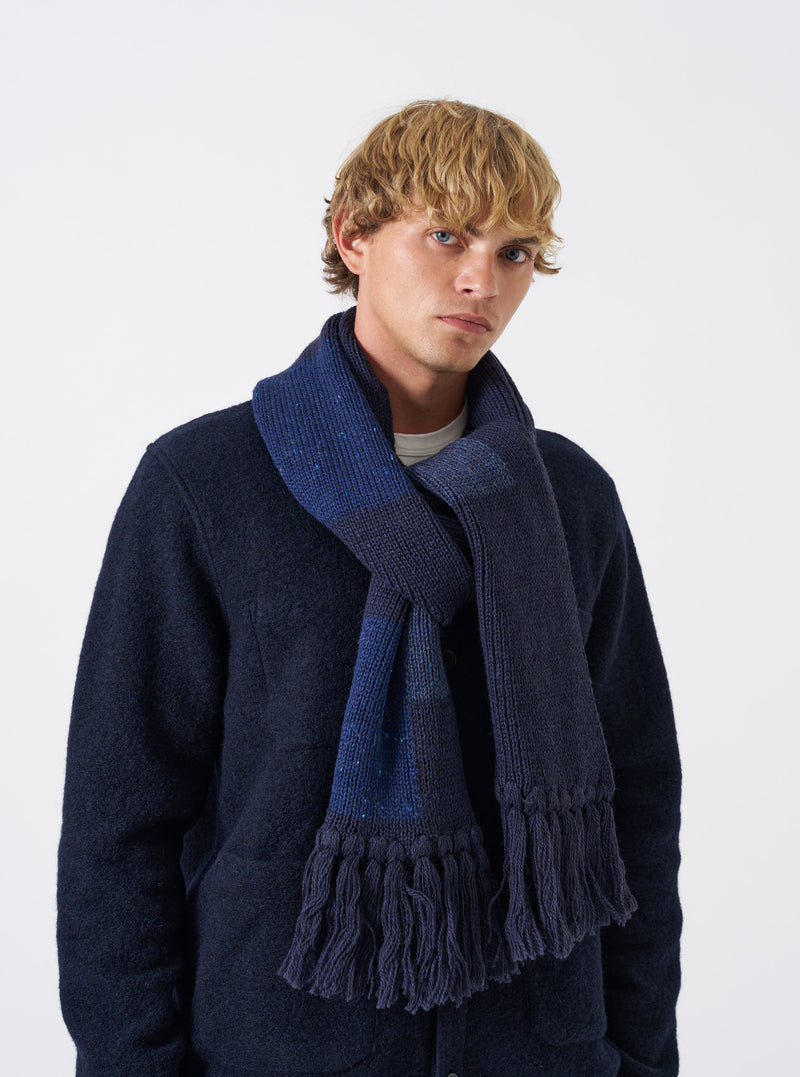 Navy British Wool Scarf