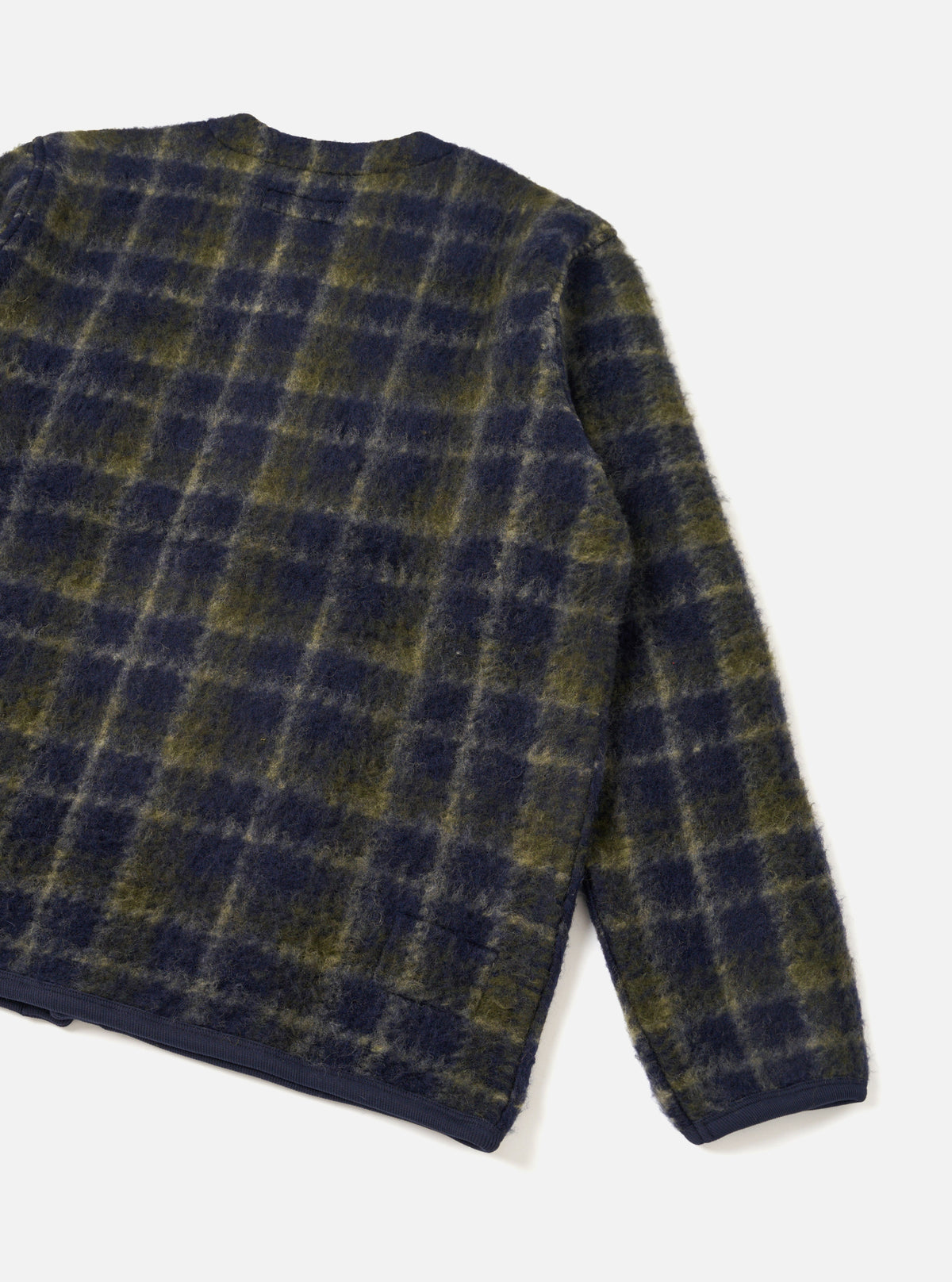Navy/Olive Check Daffy Fleece Mix Cardigan