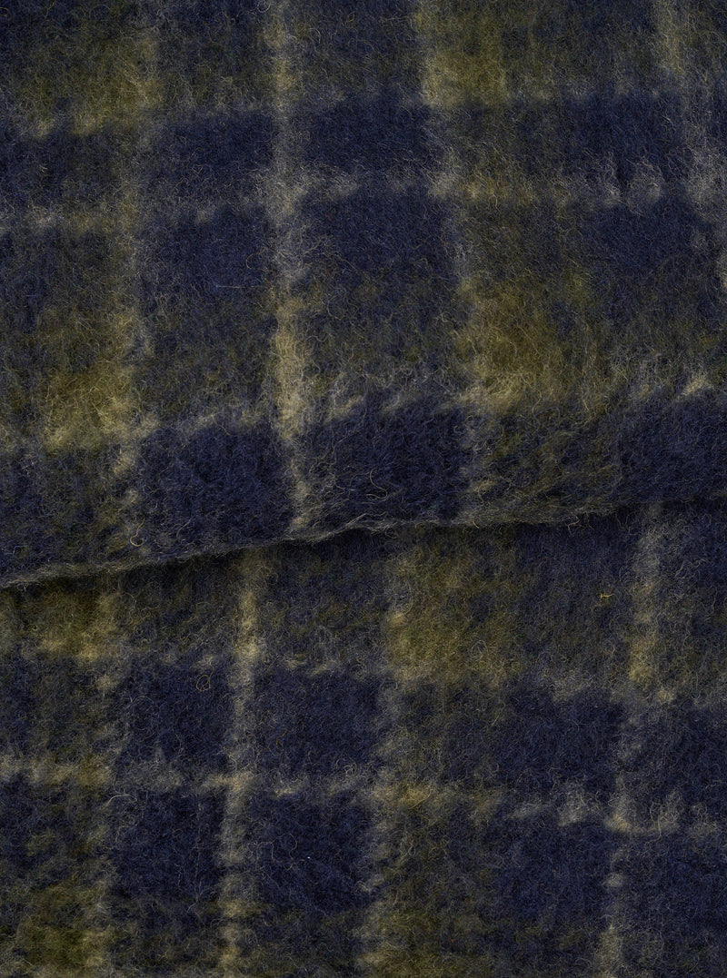 Navy/Olive Check Daffy Fleece Mix Cardigan