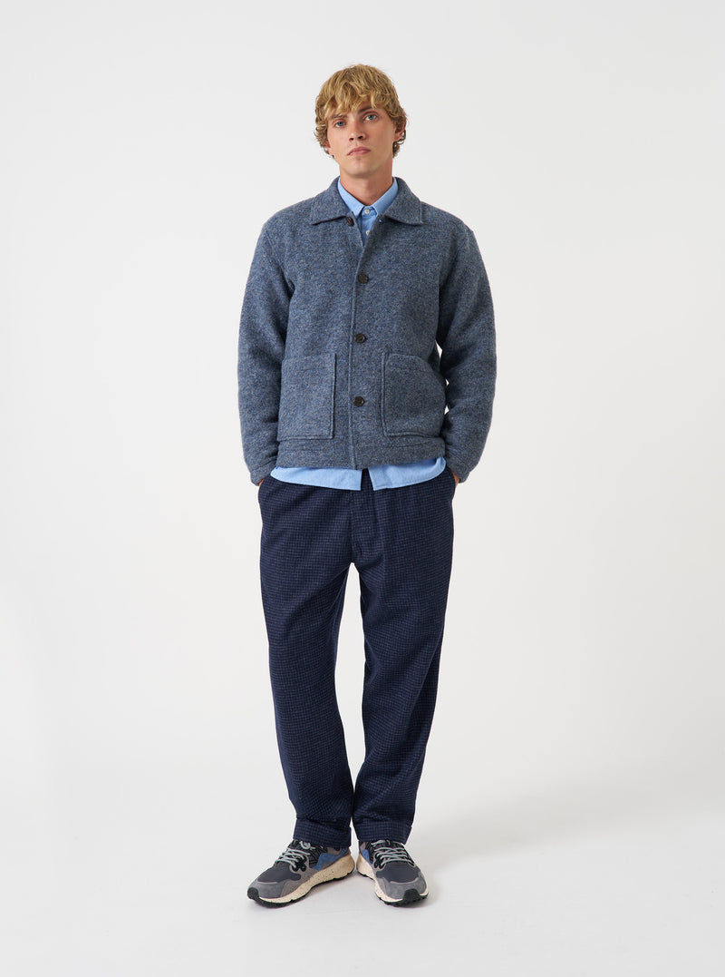 Slate Blue Wool Fleece Rams Jacket