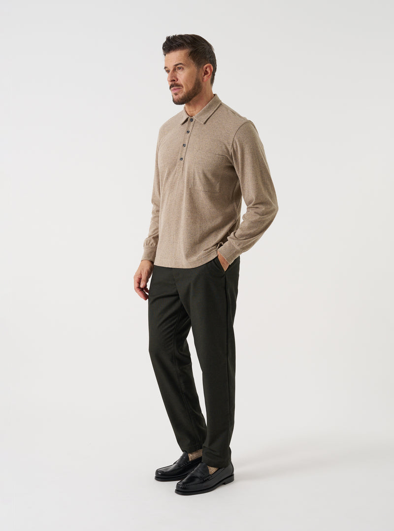 Dark Sand Recycled Wool Mix SJ Pullover L/S Shirt