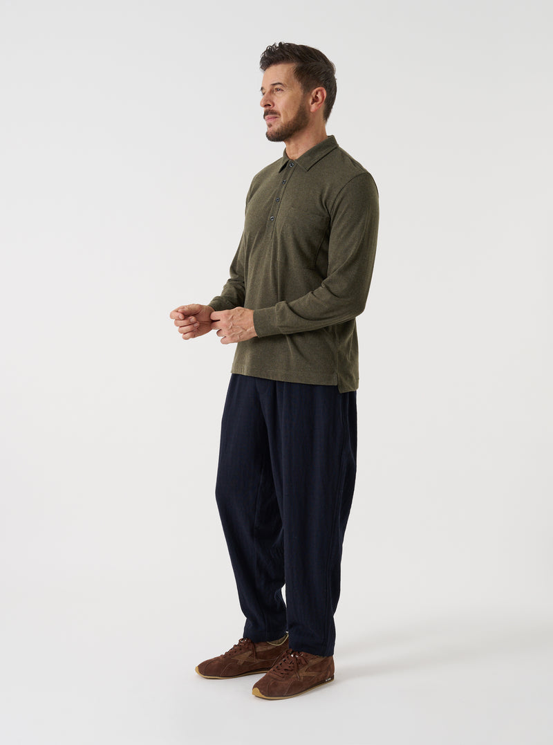 Olive Recycled Wool Mix SJ Pullover L/S Shirt