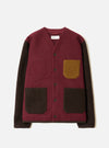 Berry/Brown Wool Fleece Cardigan