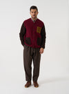 Berry/Brown Wool Fleece Cardigan