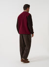 Berry/Brown Wool Fleece Cardigan
