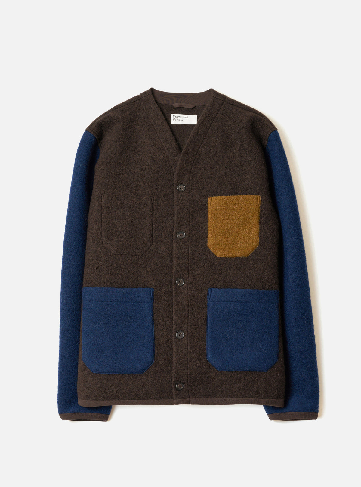 Brown/Indigo Wool Fleece Cardigan