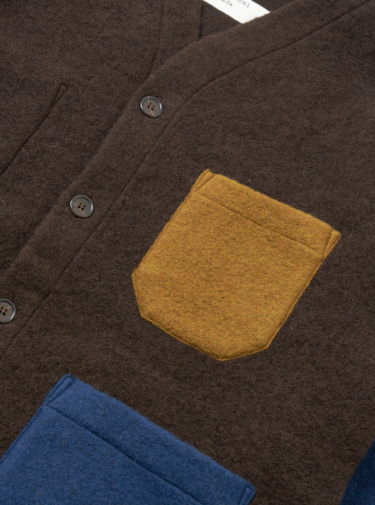 Brown/Indigo Wool Fleece Cardigan