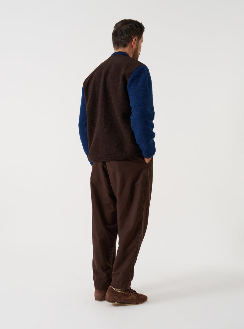 Brown/Indigo Wool Fleece Cardigan