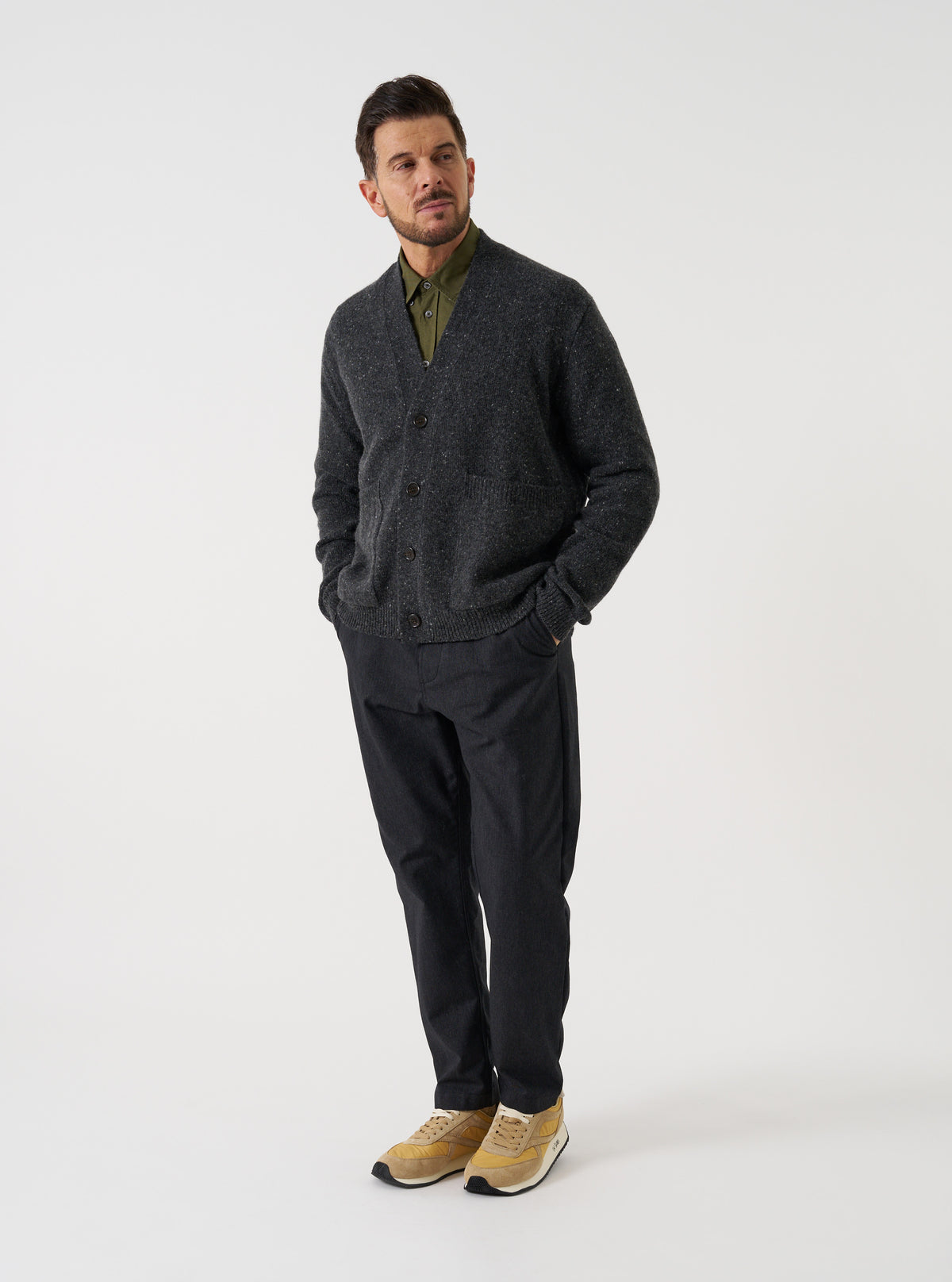 Black Wool Fleck Langdale Cardigan