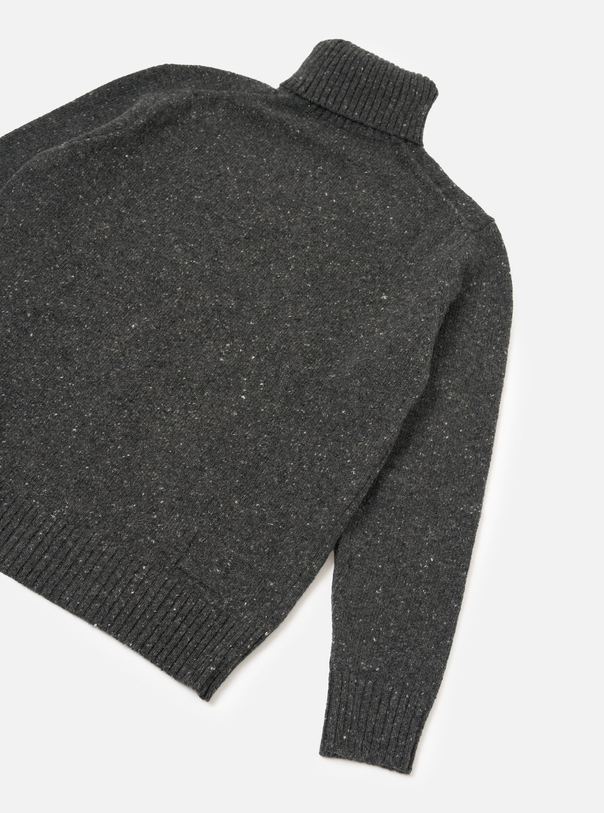 Black Wool Fleck Roll Neck