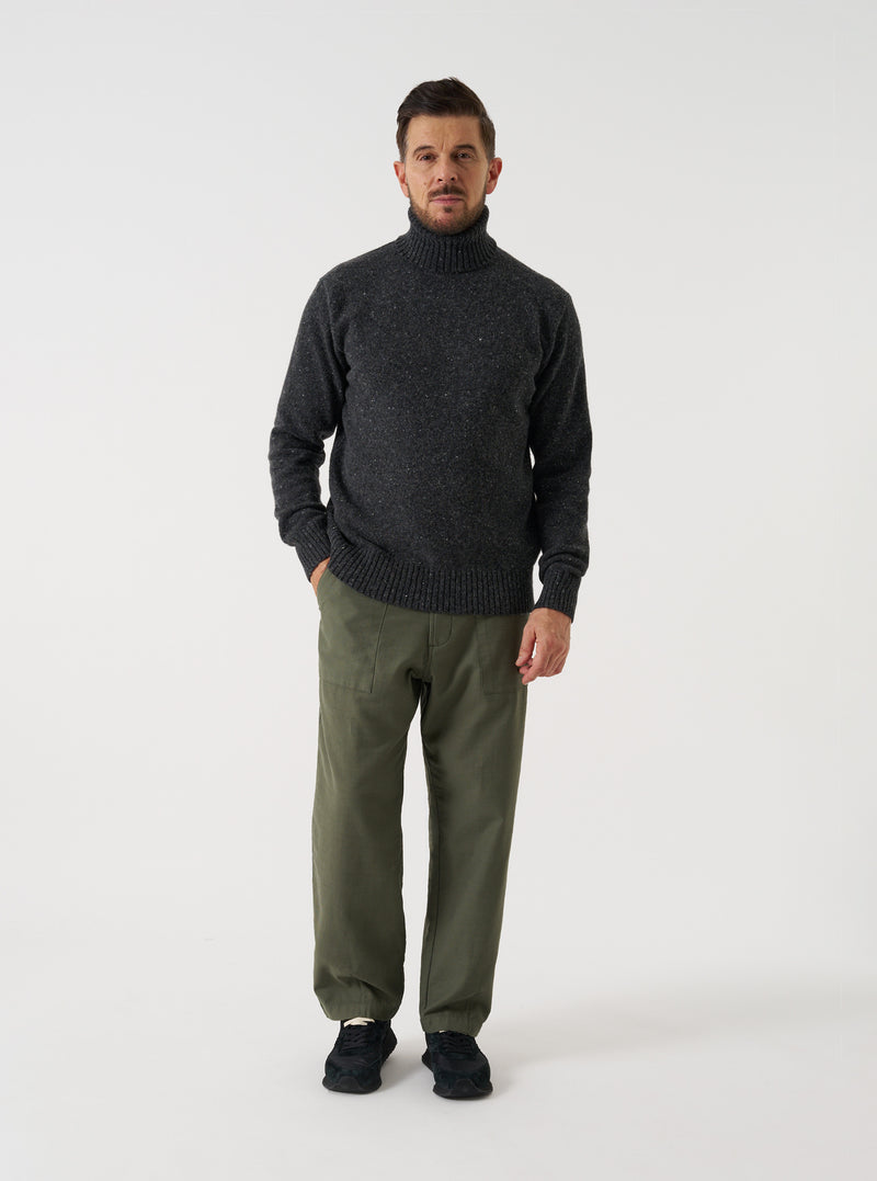 Black Wool Fleck Roll Neck