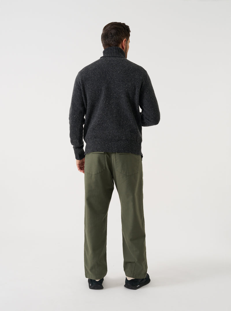 Black Wool Fleck Roll Neck