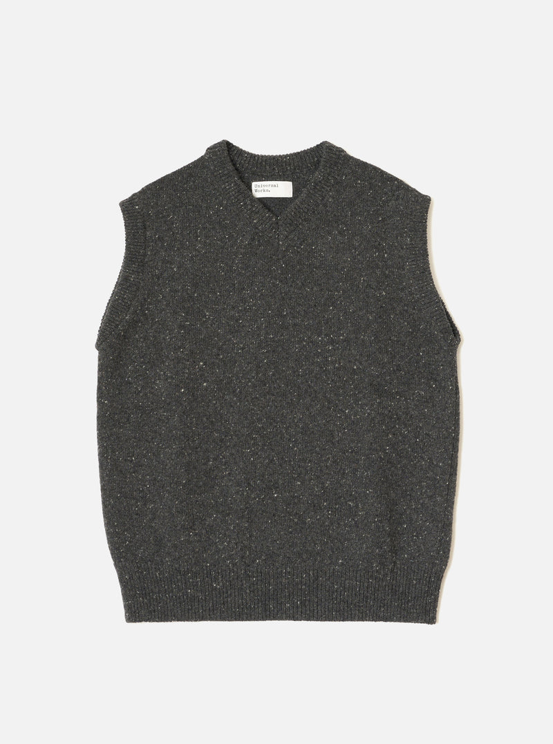 Black Wool Fleck Sweater Vest