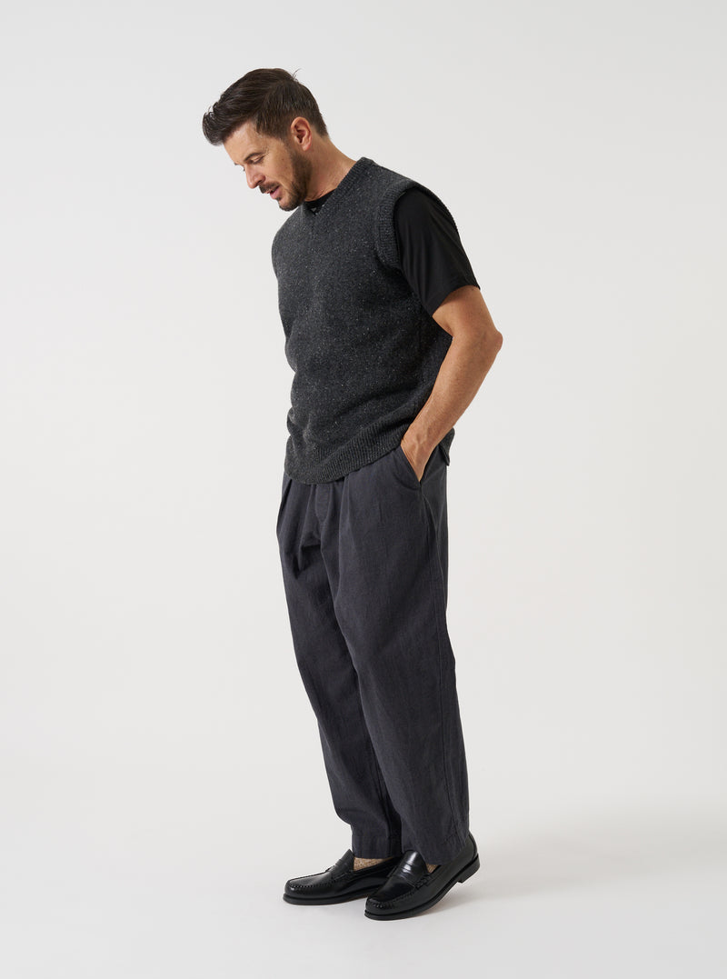 Black Wool Fleck Sweater Vest