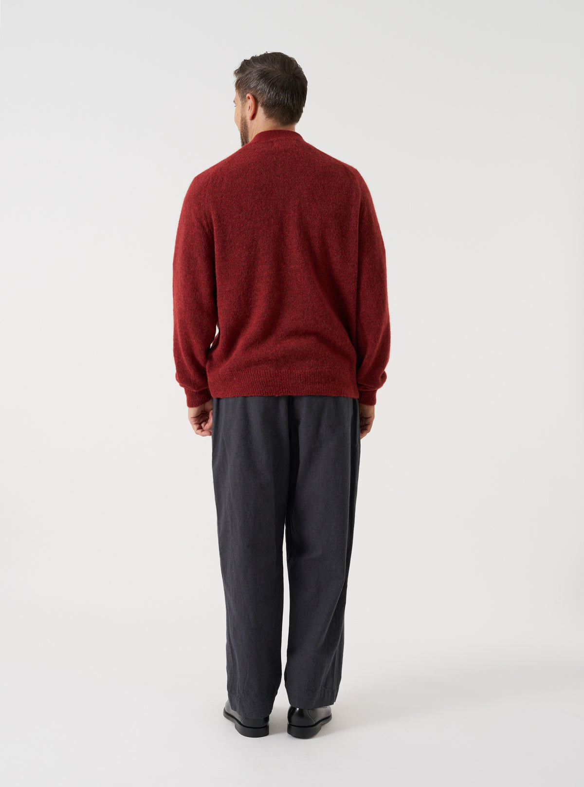 Deep Orange Alpaca Knit David Cardigan